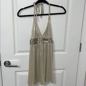 open back braided strapped v neck